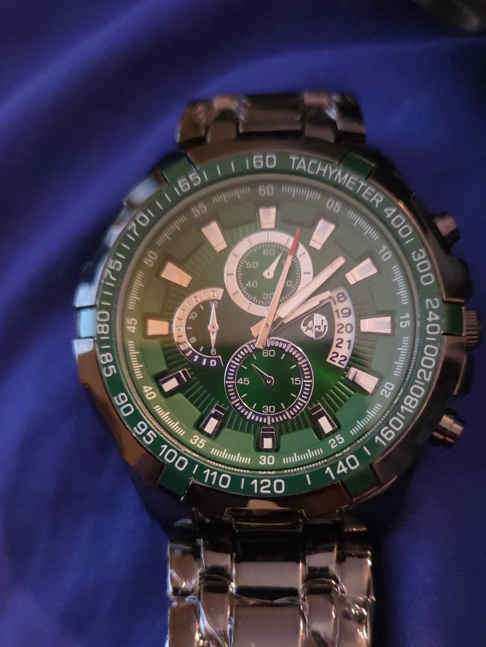 Bold Forest Green  Dial AJ Sports Master Chronograph Watch
